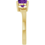 14K Gold Oval Natural Amethyst Solitaire Ring – 9x7mm - Yellow Gold - view 4
