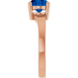14K Gold Oval Lab-Grown Blue Sapphire Solitaire Ring – 9x7mm - Rose Gold - view 4
