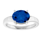 Platinum Oval Lab-Grown Blue Sapphire Solitaire Ring – 9x7mm - view 3
