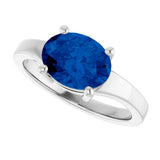 Platinum Oval Lab-Grown Blue Sapphire Solitaire Ring – 9x7mm - view 5