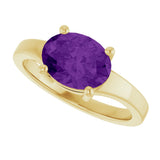 14K Gold Oval Natural Amethyst Solitaire Ring – 9x7mm - Yellow Gold - view 5