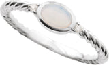 14K Gold Oval Natural White Opal & Natural Diamond Accented Cabochon Ring – 6-9mm Stones - White Gold - view 4