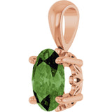 14K Gold Natural Green Tourmaline Oval 4-Prong Solitaire Necklace or Pendant - Rose Gold - view 2