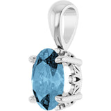 14K Gold Natural Sky Blue Topaz Oval 4-Prong Solitaire Necklace or Pendant - White Gold - view 2