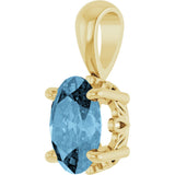 14K Gold Natural Sky Blue Topaz Oval 4-Prong Solitaire Necklace or Pendant - Yellow Gold - view 2