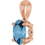 14K Gold Natural Sky Blue Topaz Oval 4-Prong Solitaire Necklace or Pendant - Rose Gold - view 2