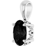 14K Gold Natural Black Onyx Oval 4-Prong Solitaire Necklace or Pendant - White Gold - view 2