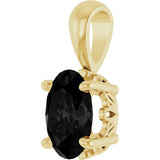 14K Gold Natural Black Onyx Oval 4-Prong Solitaire Necklace or Pendant - Yellow Gold - view 2