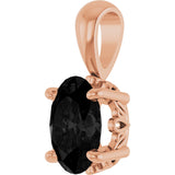 14K Gold Natural Black Onyx Oval 4-Prong Solitaire Necklace or Pendant - Rose Gold - view 2