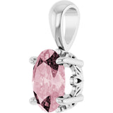 14K Gold Natural Pink Morganite Oval 4-Prong Solitaire Necklace or Pendant - White Gold - view 2