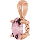 14K Gold Natural Pink Morganite Oval 4-Prong Solitaire Necklace or Pendant - Rose Gold - view 2