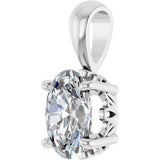 14K Gold Natural White Sapphire Oval 4-Prong Solitaire Necklace or Pendant - White Gold - view 2
