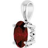 14K Gold Natural Mozambique Garnet Oval 4-Prong Solitaire Necklace or Pendant - White Gold - view 2