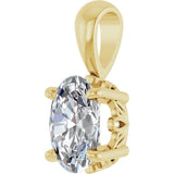 14K Gold Natural White Sapphire Oval 4-Prong Solitaire Necklace or Pendant - Yellow Gold - view 2