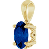 14K Gold Lab-Grown Blue Sapphire Oval 4-Prong Solitaire Necklace or Pendant - Yellow Gold - view 2