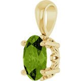 14K Gold Natural Peridot Oval 4-Prong Solitaire Necklace or Pendant - Yellow Gold - view 2