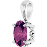 14K Gold Natural Pink Tourmaline Oval 4-Prong Solitaire Necklace or Pendant - White Gold - view 2