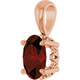 14K Gold Natural Mozambique Garnet Oval 4-Prong Solitaire Necklace or Pendant - Rose Gold - view 2