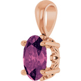 14K Gold Natural Pink Tourmaline Oval 4-Prong Solitaire Necklace or Pendant - Rose Gold - view 2