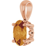 14K Gold Natural Citrine Oval 4-Prong Solitaire Necklace or Pendant - Rose Gold - view 2