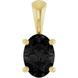 14K Gold Natural Black Onyx Oval 4-Prong Solitaire Necklace or Pendant - Yellow Gold