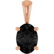 14K Gold Natural Black Onyx Oval 4-Prong Solitaire Necklace or Pendant - Rose Gold