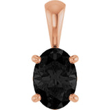 14K Gold Natural Black Onyx Oval 4-Prong Solitaire Necklace or Pendant - Rose Gold