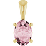 14K Gold Natural Pink Morganite Oval 4-Prong Solitaire Necklace or Pendant - Yellow Gold