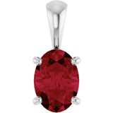 14K Gold Lab-Grown Ruby Oval 4-Prong Solitaire Necklace or Pendant - White Gold