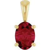 14K Gold Lab-Grown Ruby Oval 4-Prong Solitaire Necklace or Pendant - Yellow Gold