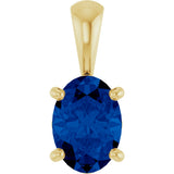 14K Gold Lab-Grown Blue Sapphire Oval 4-Prong Solitaire Necklace or Pendant - Yellow Gold