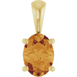 14K Gold Natural Citrine Oval 4-Prong Solitaire Necklace or Pendant - Yellow Gold