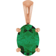 14K Gold Lab-Grown Emerald Oval 4-Prong Solitaire Necklace or Pendant - Rose Gold