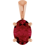 14K Gold Lab-Grown Ruby Oval 4-Prong Solitaire Necklace or Pendant - Rose Gold