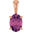 14K Gold Natural Pink Tourmaline Oval 4-Prong Solitaire Necklace or Pendant - Rose Gold
