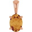 14K Gold Natural Citrine Oval 4-Prong Solitaire Necklace or Pendant - Rose Gold