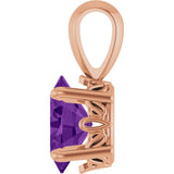 14K Gold Natural Amethyst Oval 4-Prong Solitaire Necklace or Pendant - Rose Gold - view 3