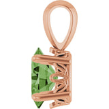 14K Gold Natural Green Tourmaline Oval 4-Prong Solitaire Necklace or Pendant - Rose Gold - view 3