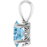 14K Gold Natural Sky Blue Topaz Oval 4-Prong Solitaire Necklace or Pendant - White Gold - view 3