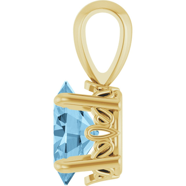 14K Gold Natural Sky Blue Topaz Oval 4-Prong Solitaire Necklace or Pendant - Yellow Gold - view 3