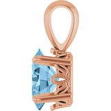 14K Gold Natural Sky Blue Topaz Oval 4-Prong Solitaire Necklace or Pendant - Rose Gold - view 3