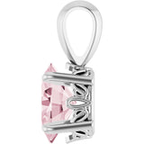 14K Gold Natural Pink Morganite Oval 4-Prong Solitaire Necklace or Pendant - White Gold - view 3