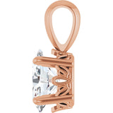 14K Gold Natural White Sapphire Oval 4-Prong Solitaire Necklace or Pendant - Rose Gold - view 3