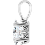 14K Gold Natural White Sapphire Oval 4-Prong Solitaire Necklace or Pendant - White Gold - view 3