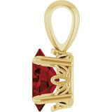 14K Gold Natural Mozambique Garnet Oval 4-Prong Solitaire Necklace or Pendant - Yellow Gold - view 3