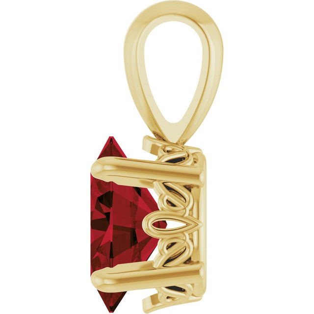 14K Gold Natural Mozambique Garnet Oval 4-Prong Solitaire Necklace or Pendant - Yellow Gold - view 3