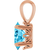 14K Gold Natural Aquamarine Oval 4-Prong Solitaire Necklace or Pendant - Rose Gold - view 3