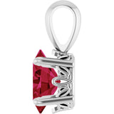 14K Gold Lab-Grown Ruby Oval 4-Prong Solitaire Necklace or Pendant - White Gold - view 3