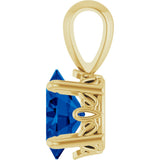 14K Gold Lab-Grown Blue Sapphire Oval 4-Prong Solitaire Necklace or Pendant - Yellow Gold - view 3