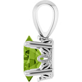 14K Gold Natural Peridot Oval 4-Prong Solitaire Necklace or Pendant - White Gold - view 3